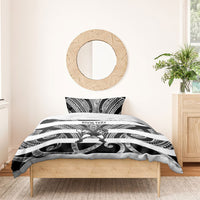 Hawke's Bay Custom Rugby New Zealand Bedding Set Aotearoa Maori Pukana Tiki Mascot