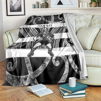 Hawke's Bay Custom Rugby New Zealand Blanket Aotearoa Maori Pukana Tiki Mascot
