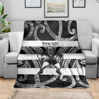 Hawke's Bay Custom Rugby New Zealand Blanket Aotearoa Maori Pukana Tiki Mascot