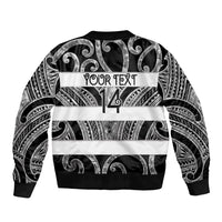 Hawke's Bay Custom Rugby New Zealand Bomber Jacket Aotearoa Maori Pukana Tiki Mascot