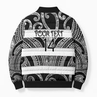 Hawke's Bay Custom Rugby New Zealand Bomber Puffer Jacket Aotearoa Maori Pukana Tiki Mascot