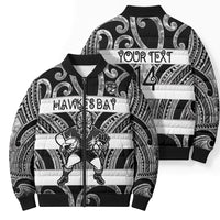 Hawke's Bay Custom Rugby New Zealand Bomber Puffer Jacket Aotearoa Maori Pukana Tiki Mascot
