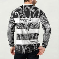 Hawke's Bay Custom Rugby New Zealand Button Sweatshirt Aotearoa Maori Pukana Tiki Mascot
