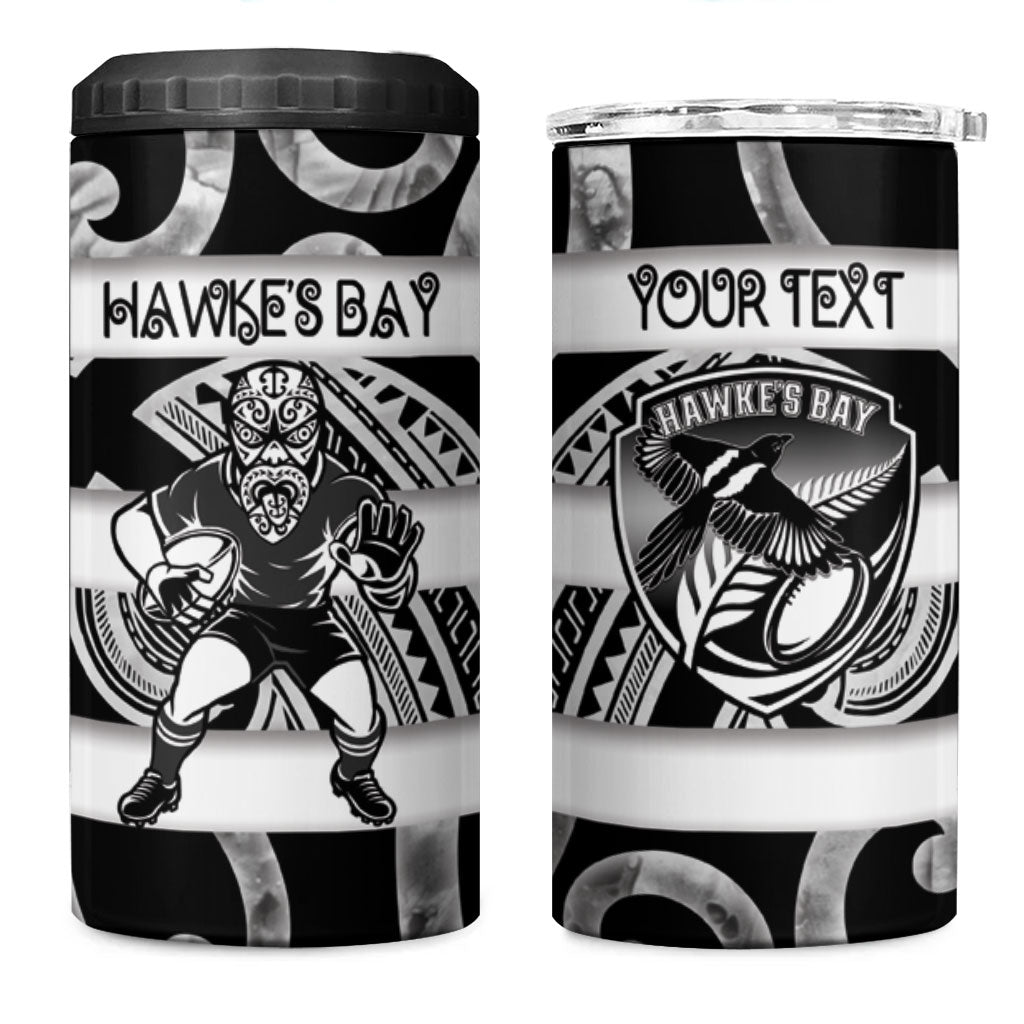Hawke's Bay Custom Rugby New Zealand 4 in 1 Can Cooler Tumbler Aotearoa Maori Pukana Tiki Mascot