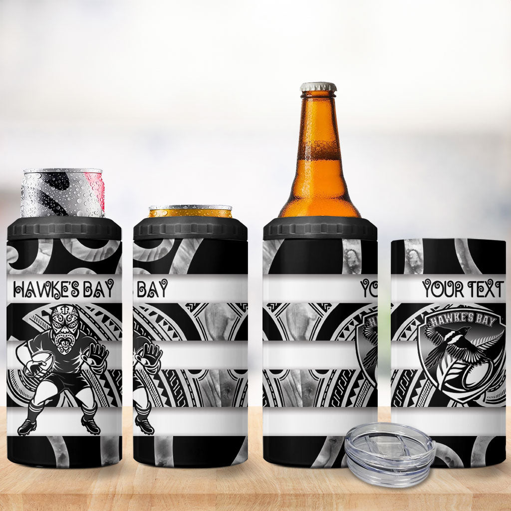Hawke's Bay Custom Rugby New Zealand 4 in 1 Can Cooler Tumbler Aotearoa Maori Pukana Tiki Mascot