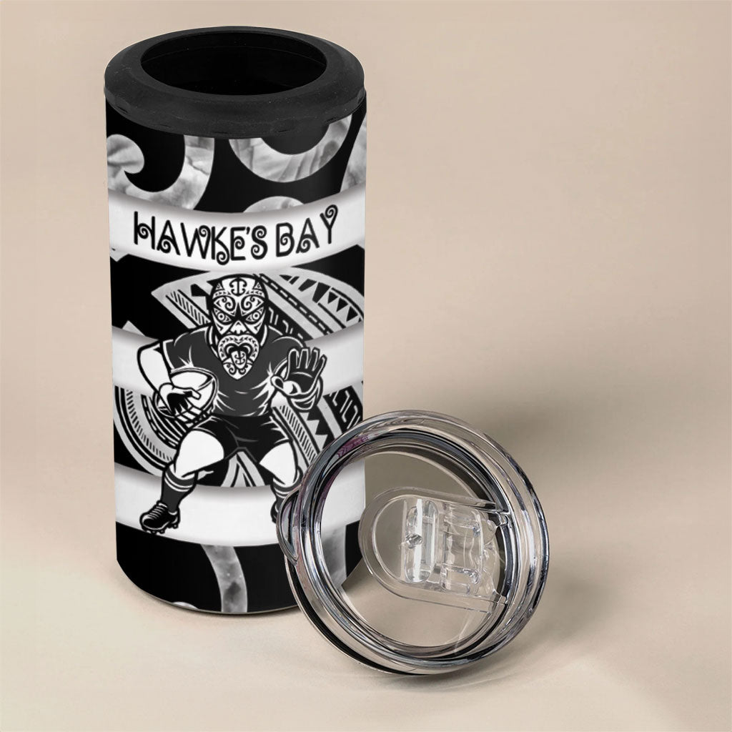 Hawke's Bay Custom Rugby New Zealand 4 in 1 Can Cooler Tumbler Aotearoa Maori Pukana Tiki Mascot