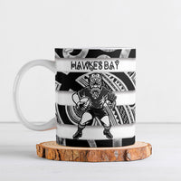 Hawke's Bay Custom Rugby New Zealand Ceramic Mug Aotearoa Maori Pukana Tiki Mascot