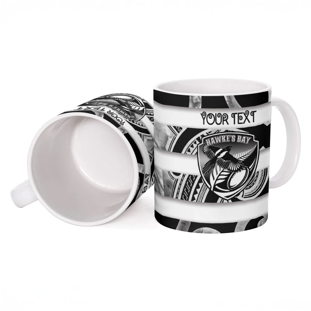 Hawke's Bay Custom Rugby New Zealand Ceramic Mug Aotearoa Maori Pukana Tiki Mascot