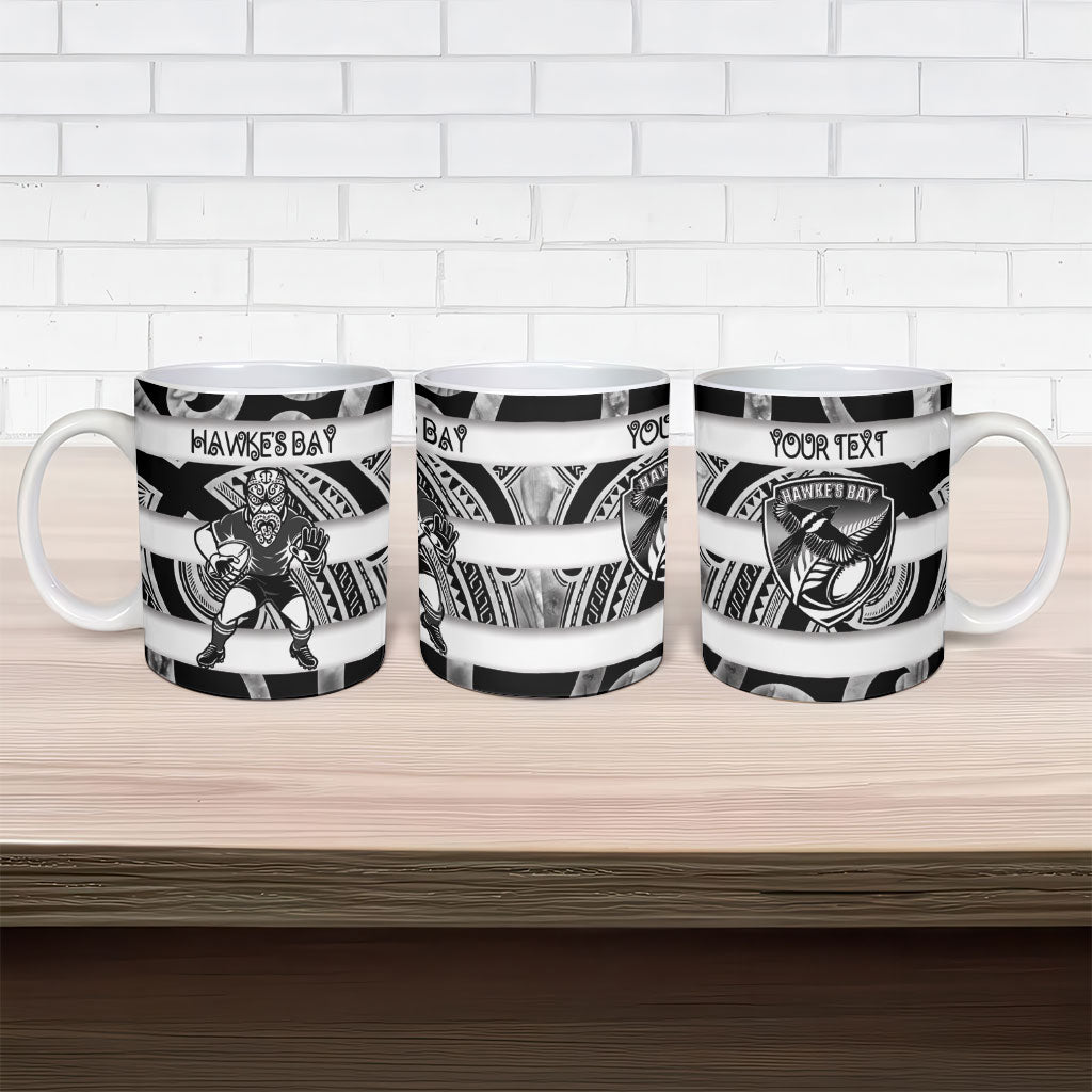 Hawke's Bay Custom Rugby New Zealand Ceramic Mug Aotearoa Maori Pukana Tiki Mascot