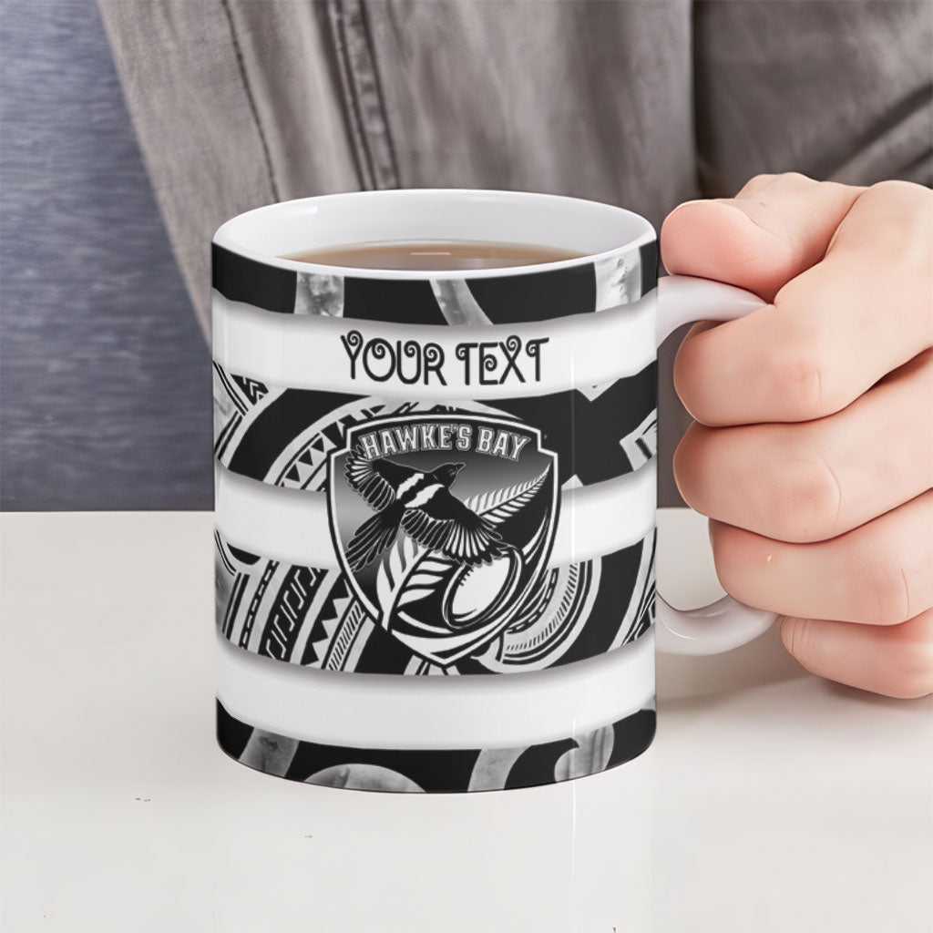 Hawke's Bay Custom Rugby New Zealand Ceramic Mug Aotearoa Maori Pukana Tiki Mascot