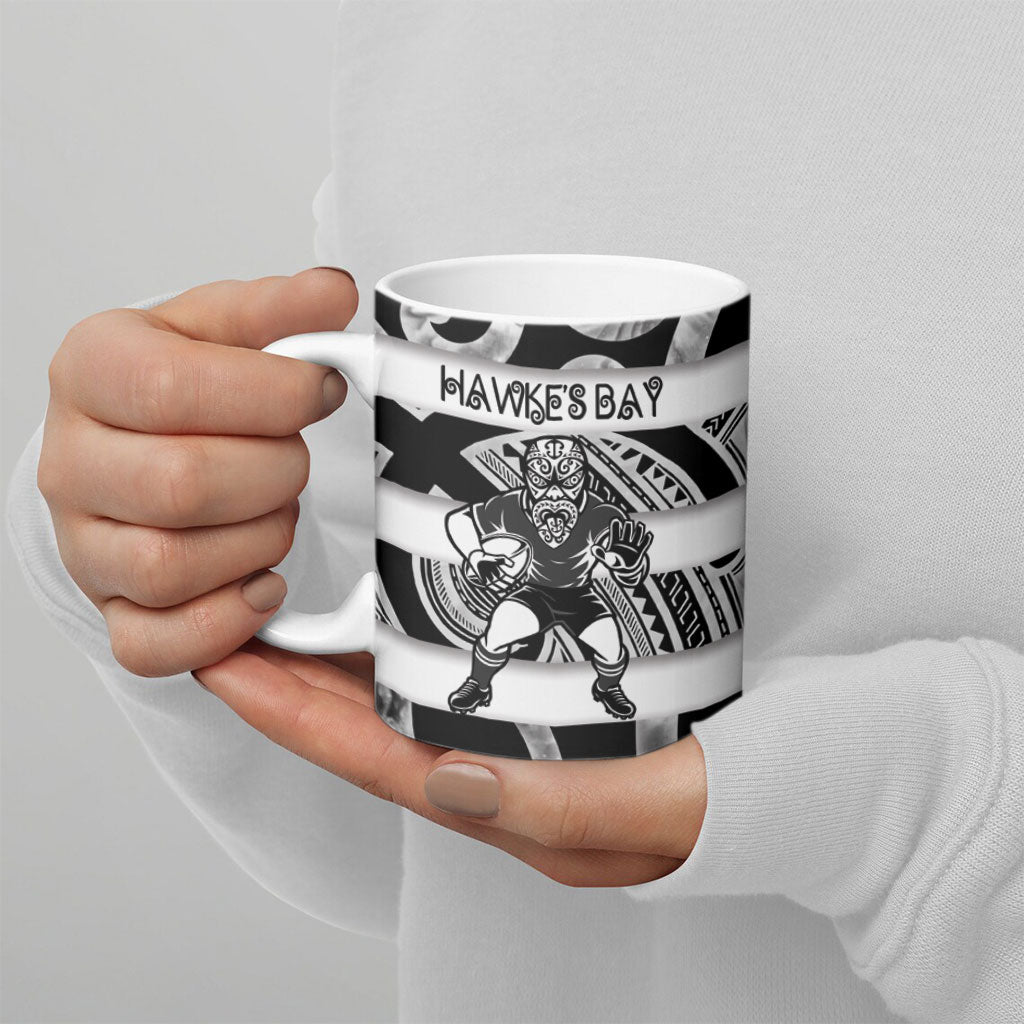 Hawke's Bay Custom Rugby New Zealand Ceramic Mug Aotearoa Maori Pukana Tiki Mascot