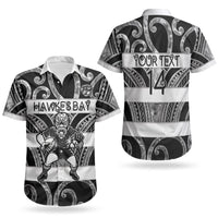 Hawke's Bay Custom Rugby New Zealand Couples Matching Puletasi and Hawaiian Shirt Aotearoa Maori Pukana Tiki Mascot