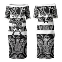 Hawke's Bay Custom Rugby New Zealand Couples Matching Puletasi and Long Sleeve Button Shirt Aotearoa Maori Pukana Tiki Mascot