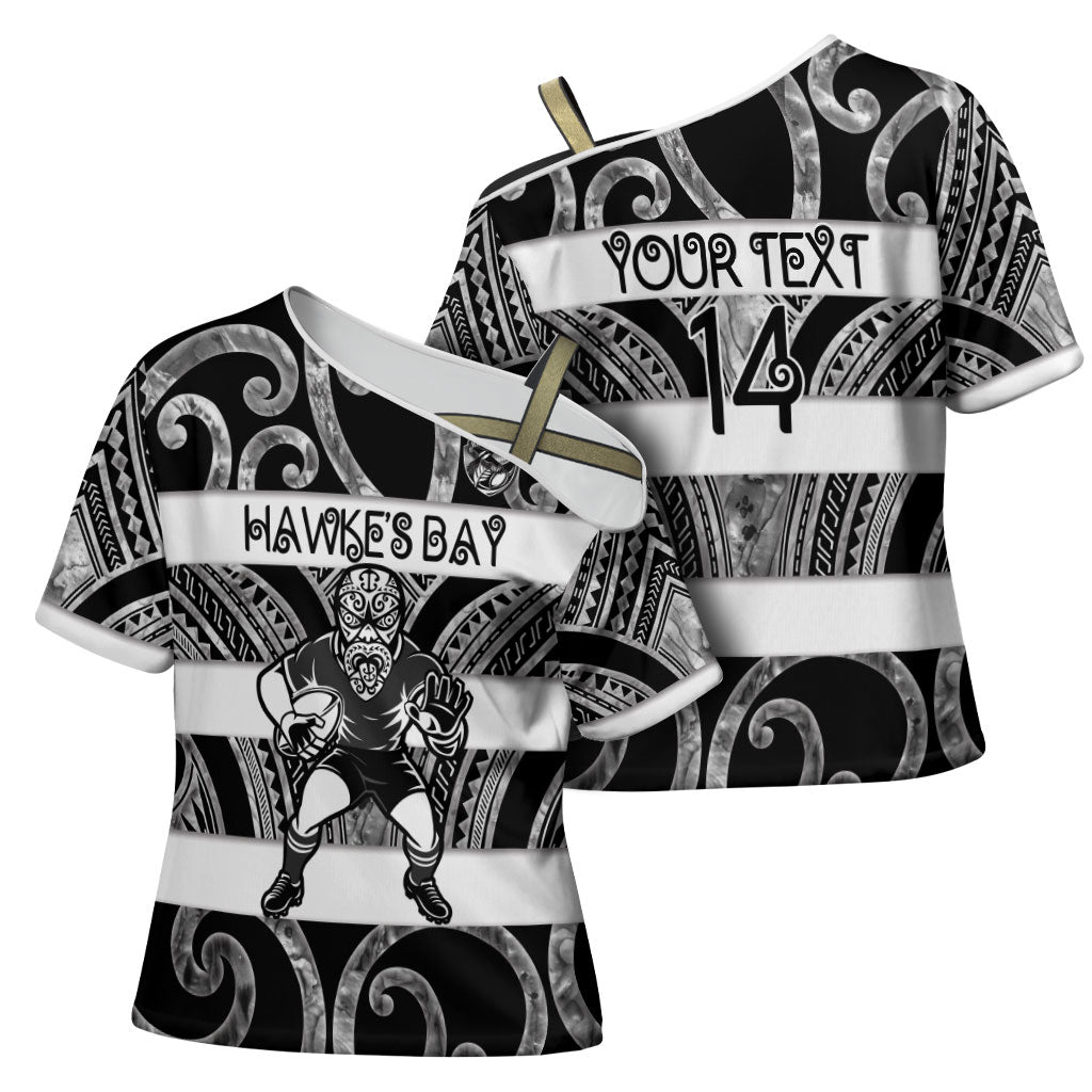 Hawke's Bay Custom Rugby New Zealand Cross Shoulder Shirt Aotearoa Maori Pukana Tiki Mascot