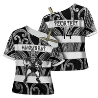 Hawke's Bay Custom Rugby New Zealand Cross Shoulder Shirt Aotearoa Maori Pukana Tiki Mascot