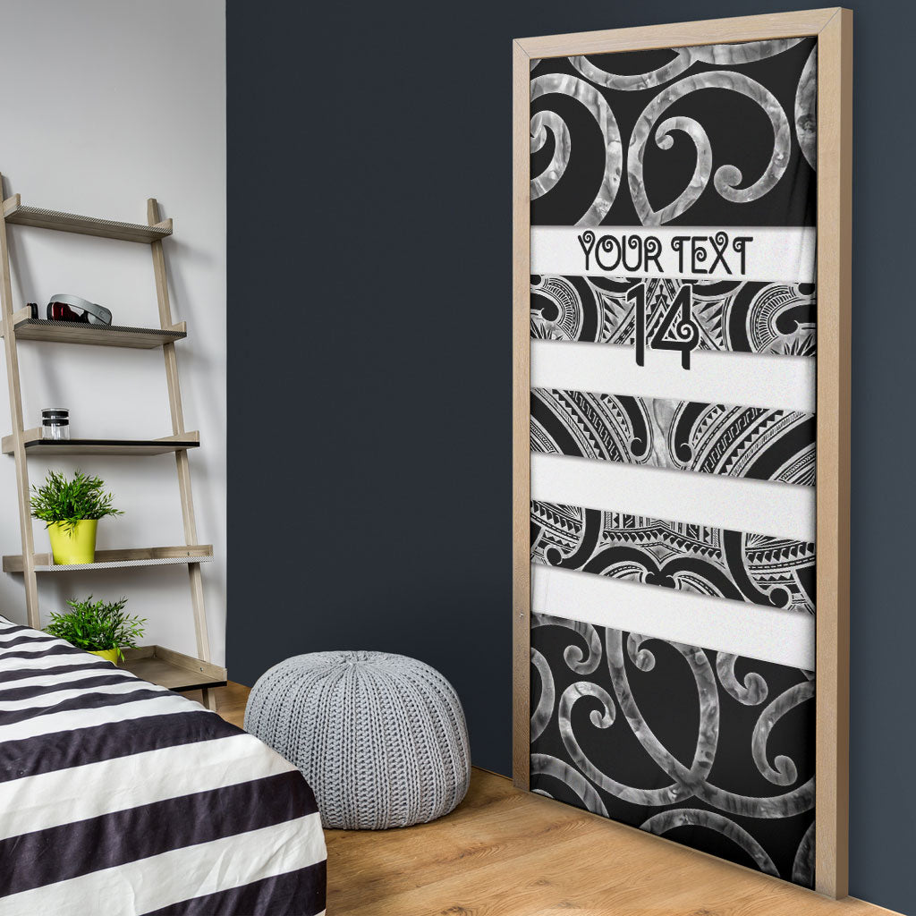 Hawke's Bay Custom Rugby New Zealand Door Cover Aotearoa Maori Pukana Tiki Mascot