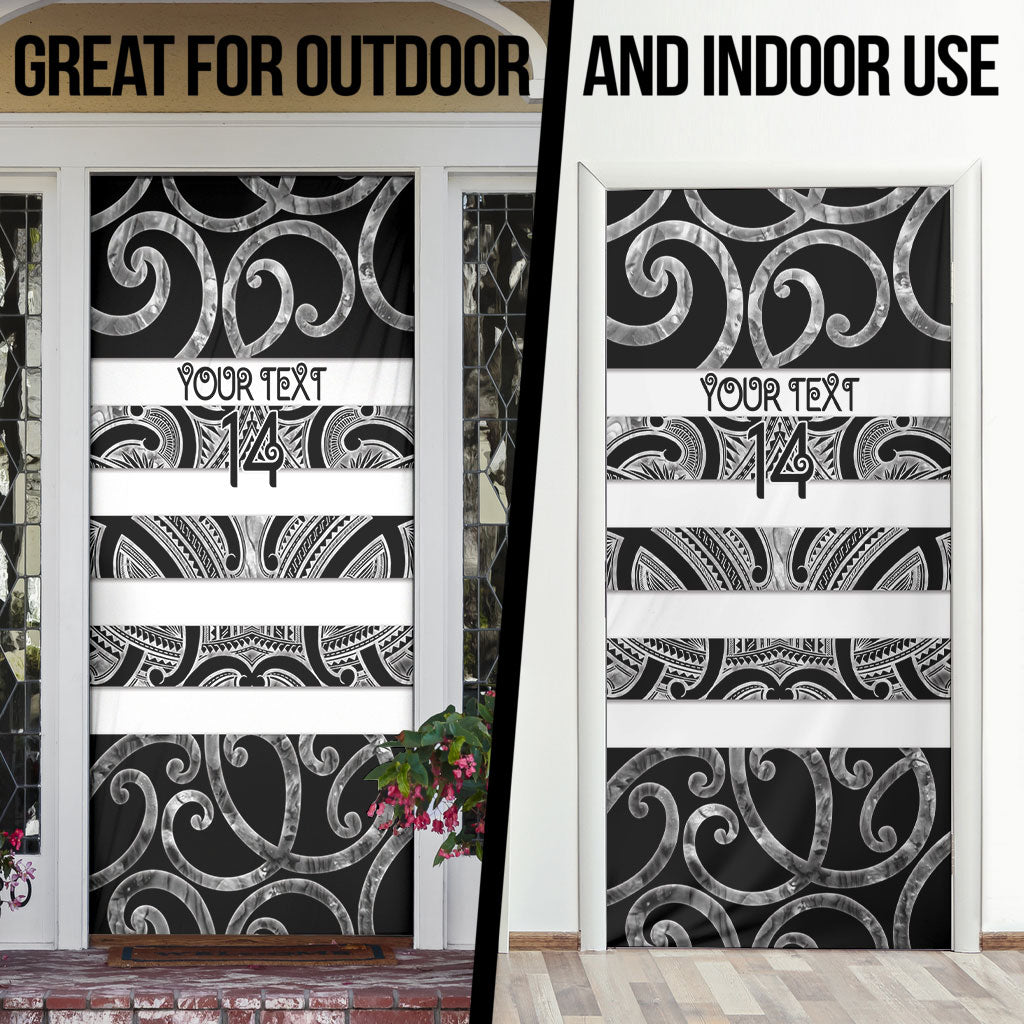 Hawke's Bay Custom Rugby New Zealand Door Cover Aotearoa Maori Pukana Tiki Mascot