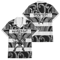 Hawke's Bay Custom Rugby New Zealand Family Matching Off The Shoulder Long Sleeve Dress and Hawaiian Shirt Aotearoa Maori Pukana Tiki Mascot