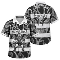 Hawke's Bay Custom Rugby New Zealand Family Matching Off The Shoulder Long Sleeve Dress and Hawaiian Shirt Aotearoa Maori Pukana Tiki Mascot