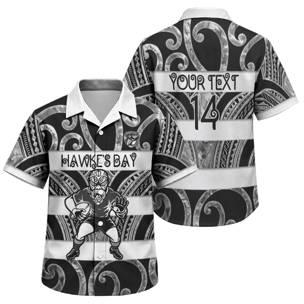 Hawke's Bay Custom Rugby New Zealand Family Matching Off Shoulder Short Dress and Hawaiian Shirt Aotearoa Maori Pukana Tiki Mascot