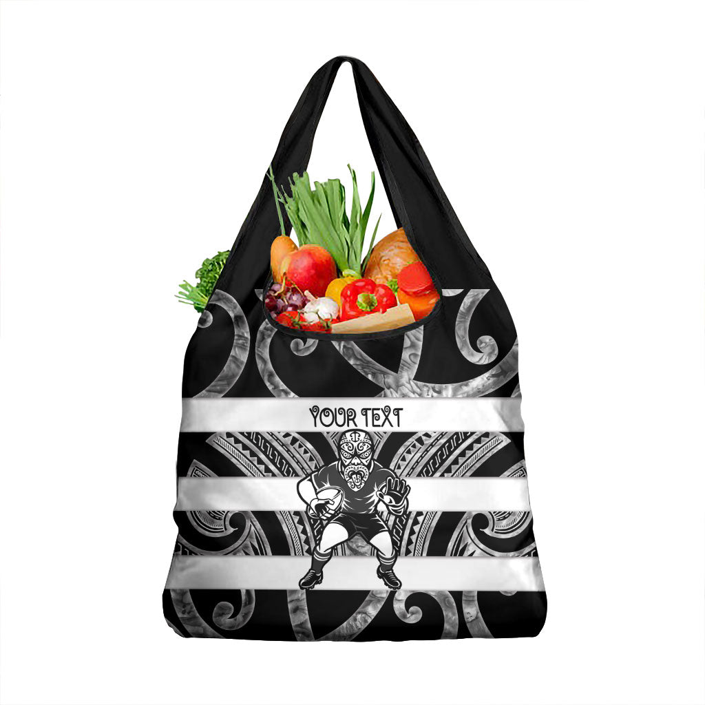 Hawke's Bay Custom Rugby New Zealand Grocery Bag Aotearoa Maori Pukana Tiki Mascot