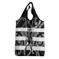 Hawke's Bay Custom Rugby New Zealand Grocery Bag Aotearoa Maori Pukana Tiki Mascot
