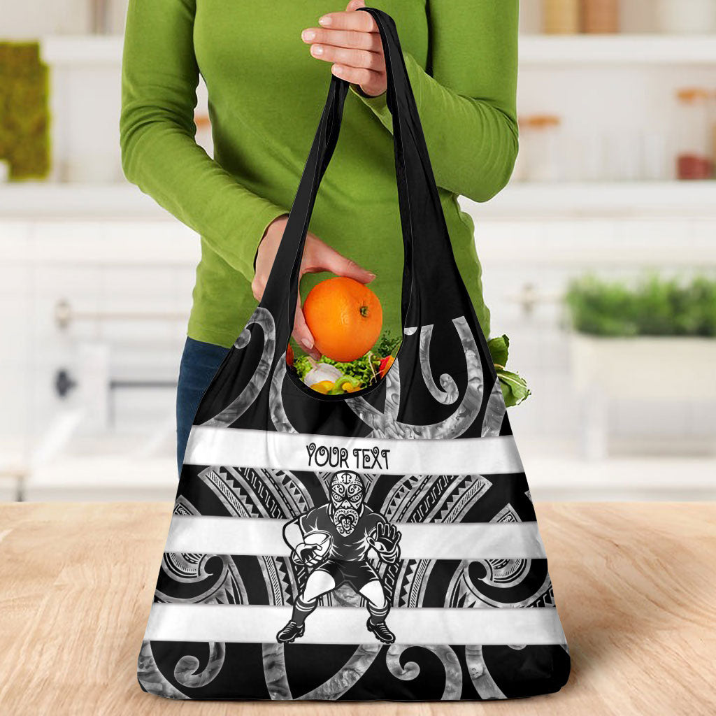 Hawke's Bay Custom Rugby New Zealand Grocery Bag Aotearoa Maori Pukana Tiki Mascot