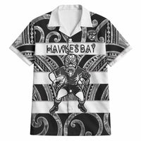 Hawke's Bay Custom Rugby New Zealand Hawaiian Shirt Aotearoa Maori Pukana Tiki Mascot