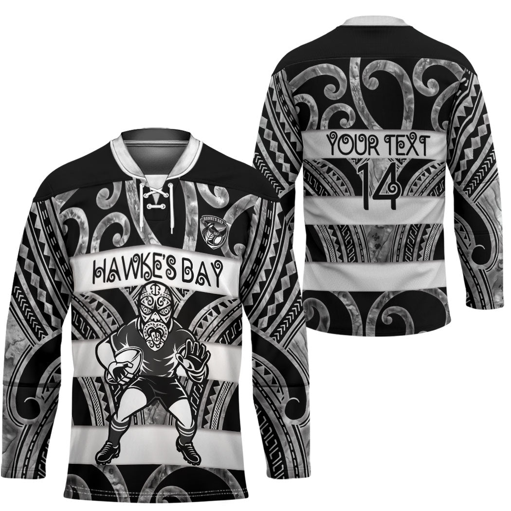 Hawke's Bay Custom Rugby New Zealand Hockey Jersey Aotearoa Maori Pukana Tiki Mascot