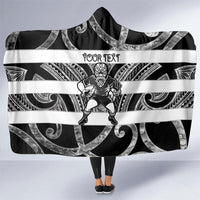 Hawke's Bay Custom Rugby New Zealand Hooded Blanket Aotearoa Maori Pukana Tiki Mascot