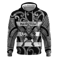Hawke's Bay Custom Rugby New Zealand Hoodie Aotearoa Maori Pukana Tiki Mascot