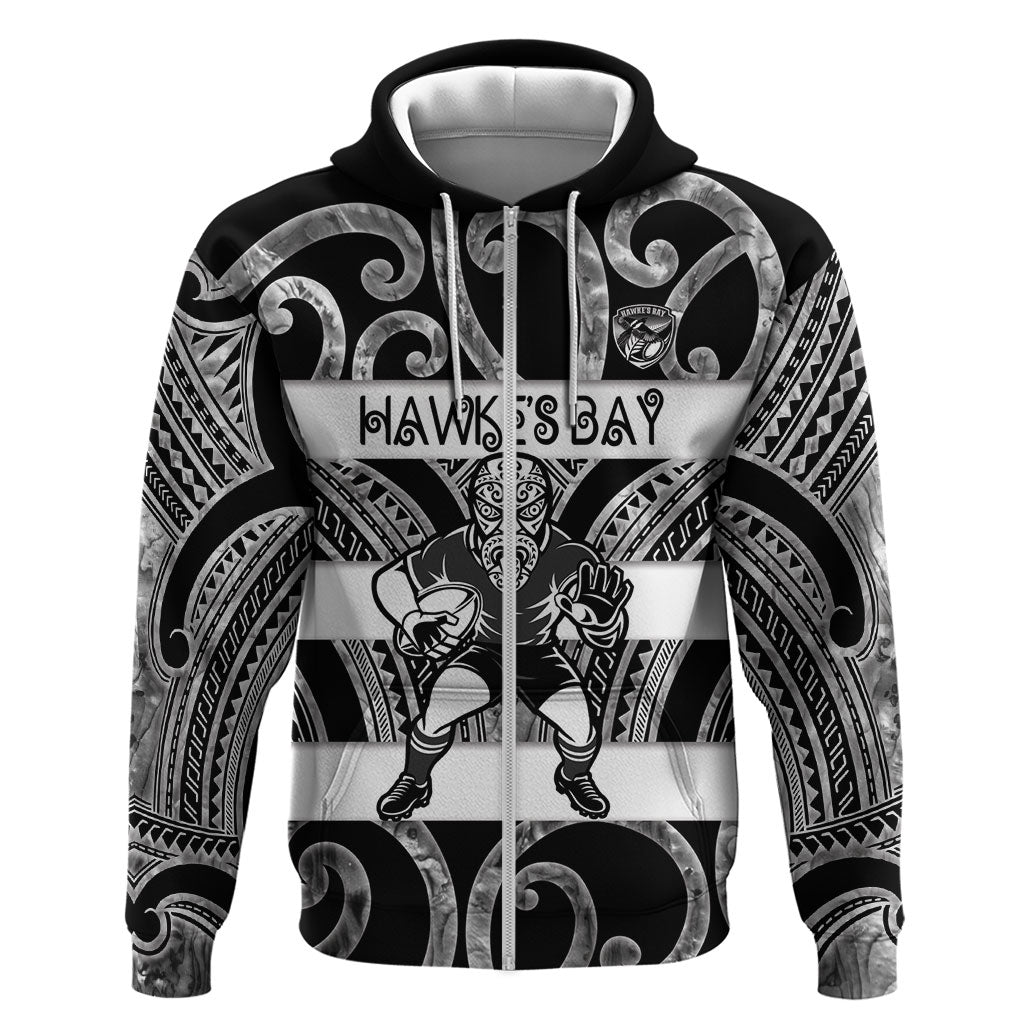 Hawke's Bay Custom Rugby New Zealand Hoodie Aotearoa Maori Pukana Tiki Mascot