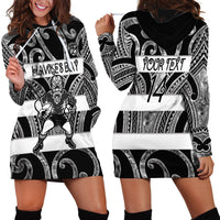 Hawke's Bay Custom Rugby New Zealand Hoodie Dress Aotearoa Maori Pukana Tiki Mascot