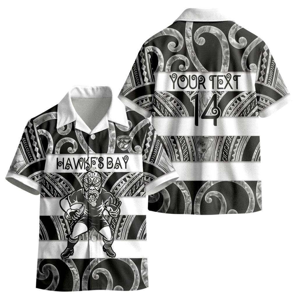 Hawke's Bay Custom Rugby New Zealand Kid Hawaiian Shirt Aotearoa Maori Pukana Tiki Mascot