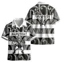Hawke's Bay Custom Rugby New Zealand Kid Hawaiian Shirt Aotearoa Maori Pukana Tiki Mascot