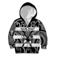 Hawke's Bay Custom Rugby New Zealand Kid Hoodie Aotearoa Maori Pukana Tiki Mascot