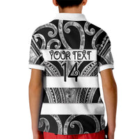 Hawke's Bay Custom Rugby New Zealand Kid Polo Shirt Aotearoa Maori Pukana Tiki Mascot