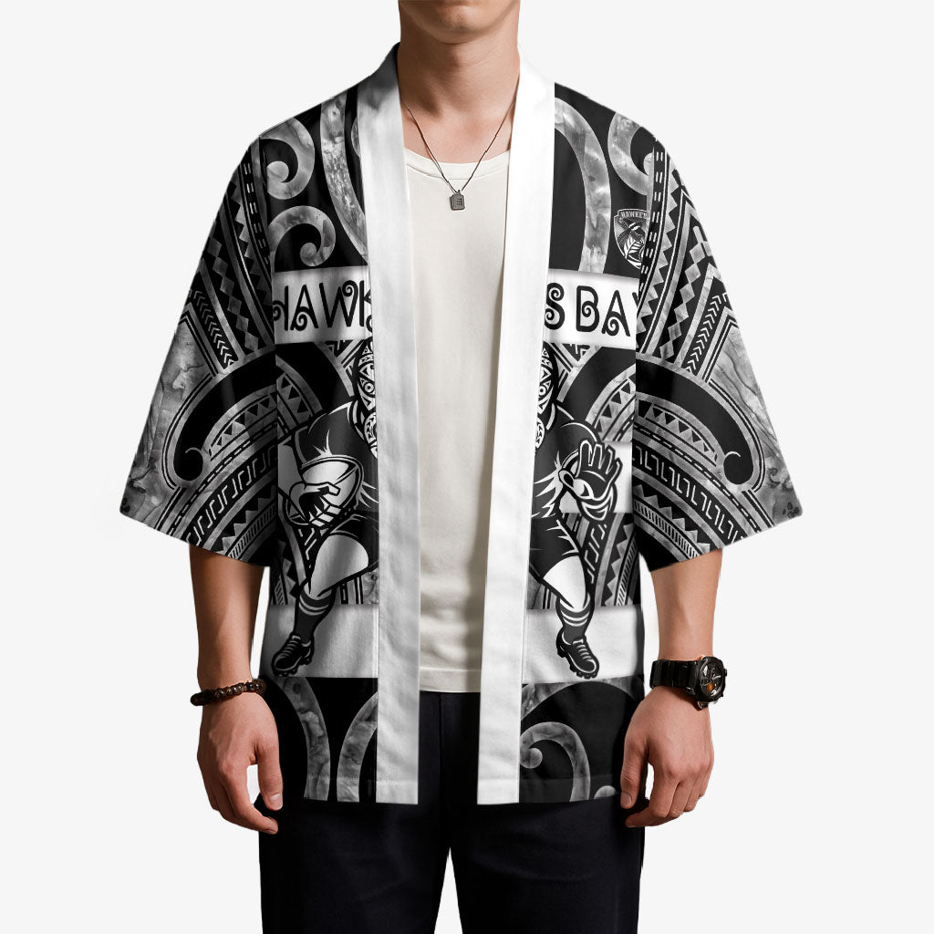 Hawke's Bay Custom Rugby New Zealand Kimono Aotearoa Maori Pukana Tiki Mascot