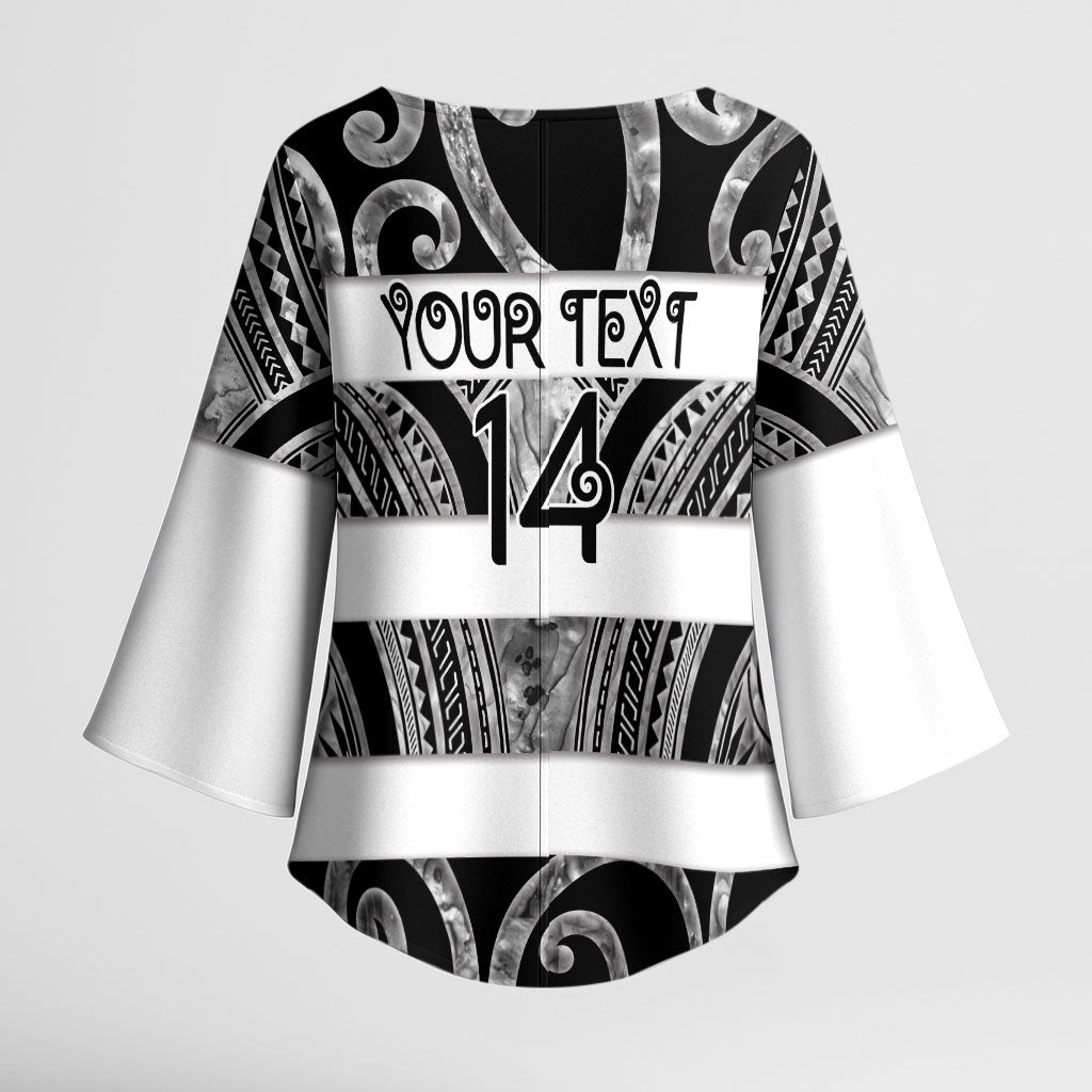 Hawke's Bay Custom Rugby New Zealand Kimono Sleeve Blouse Aotearoa Maori Pukana Tiki Mascot