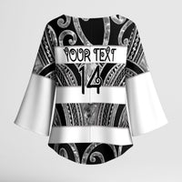Hawke's Bay Custom Rugby New Zealand Kimono Sleeve Blouse Aotearoa Maori Pukana Tiki Mascot