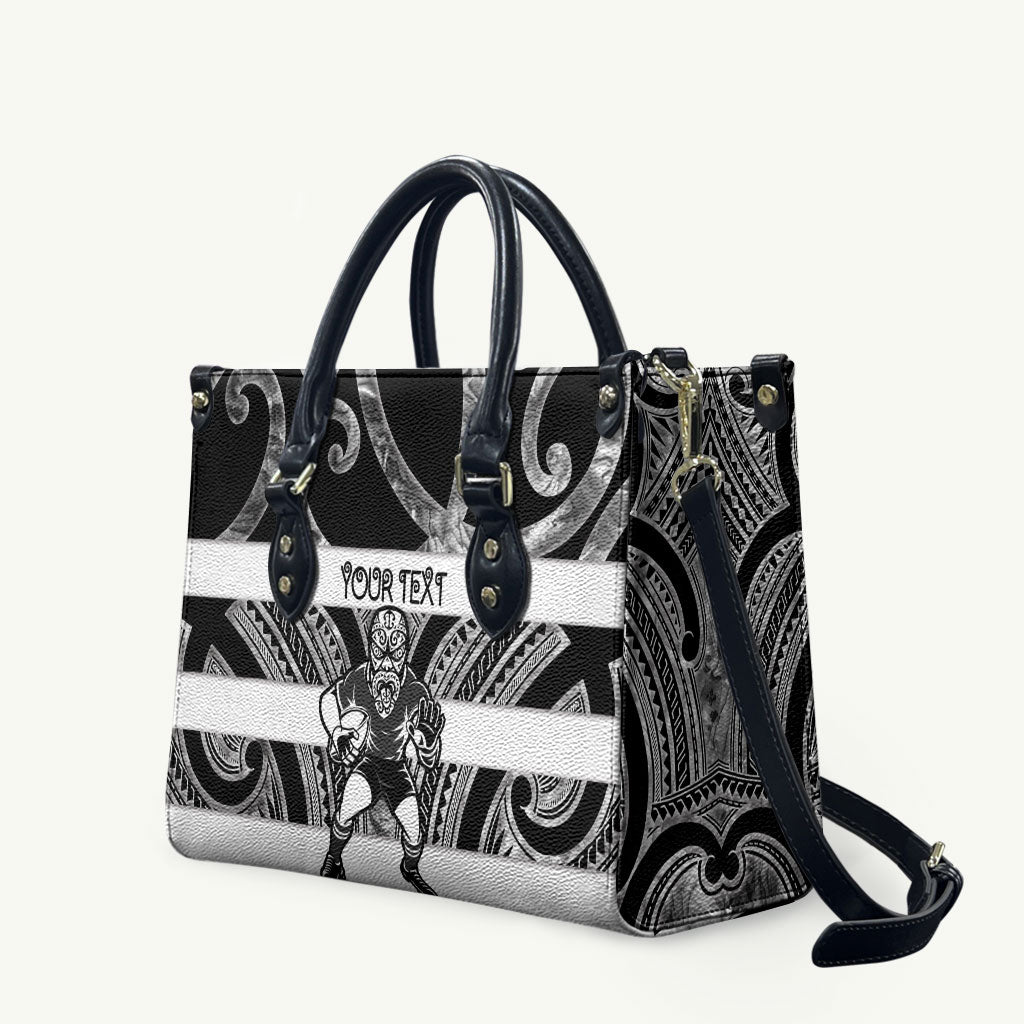 Hawke's Bay Custom Rugby New Zealand Leather Bag Aotearoa Maori Pukana Tiki Mascot