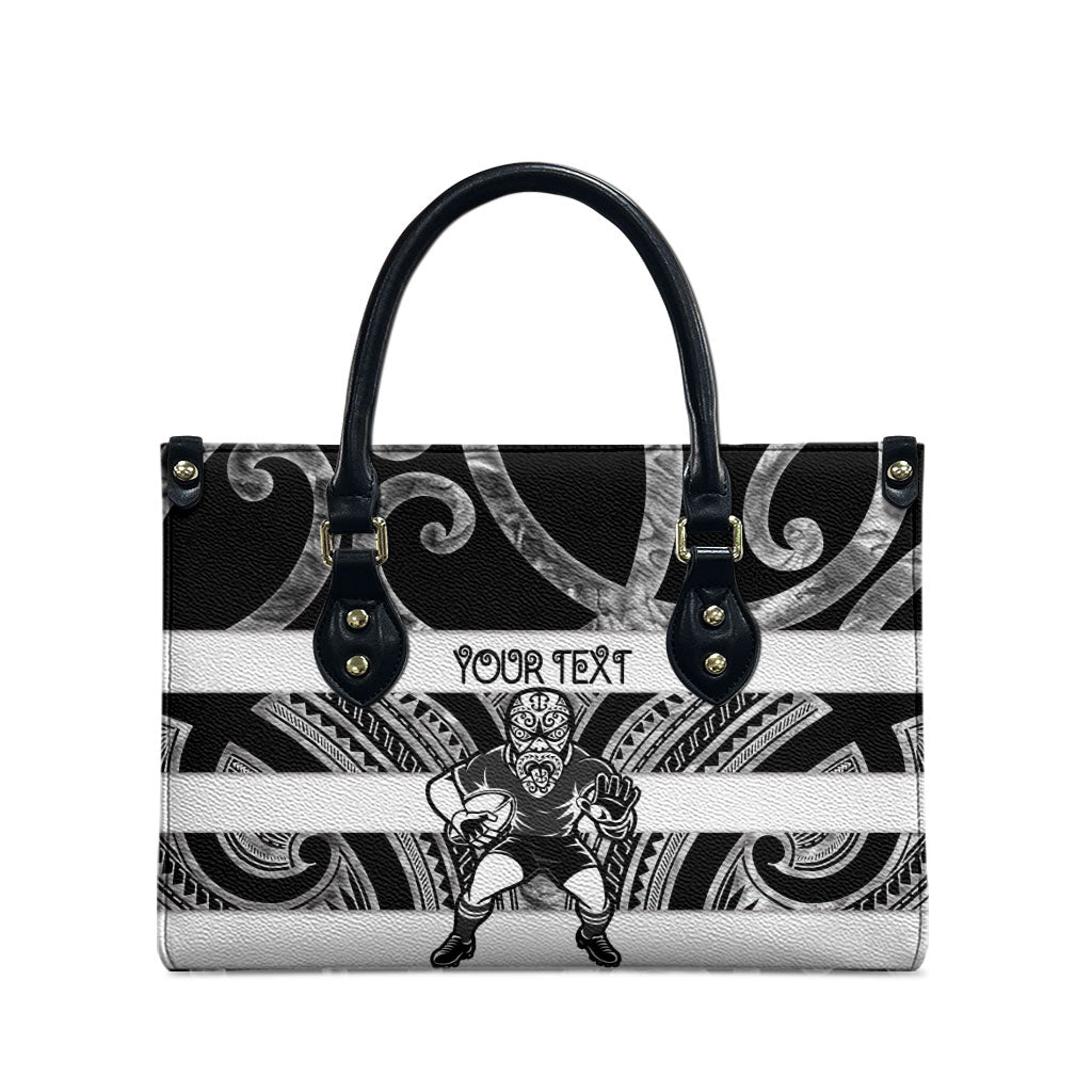 Hawke's Bay Custom Rugby New Zealand Leather Bag Aotearoa Maori Pukana Tiki Mascot