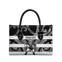 Hawke's Bay Custom Rugby New Zealand Leather Bag Aotearoa Maori Pukana Tiki Mascot