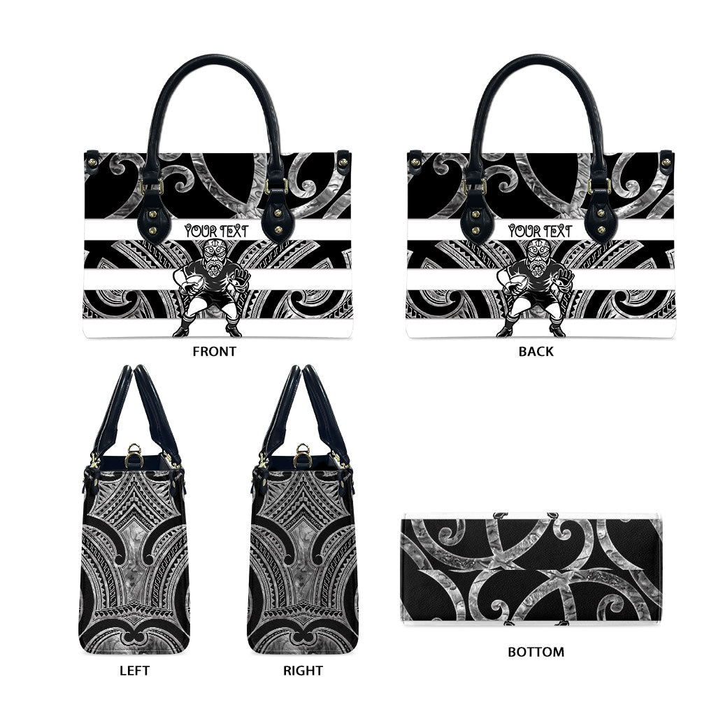 Hawke's Bay Custom Rugby New Zealand Leather Bag Aotearoa Maori Pukana Tiki Mascot