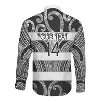 Hawke's Bay Custom Rugby New Zealand Long Sleeve Button Shirt Aotearoa Maori Pukana Tiki Mascot
