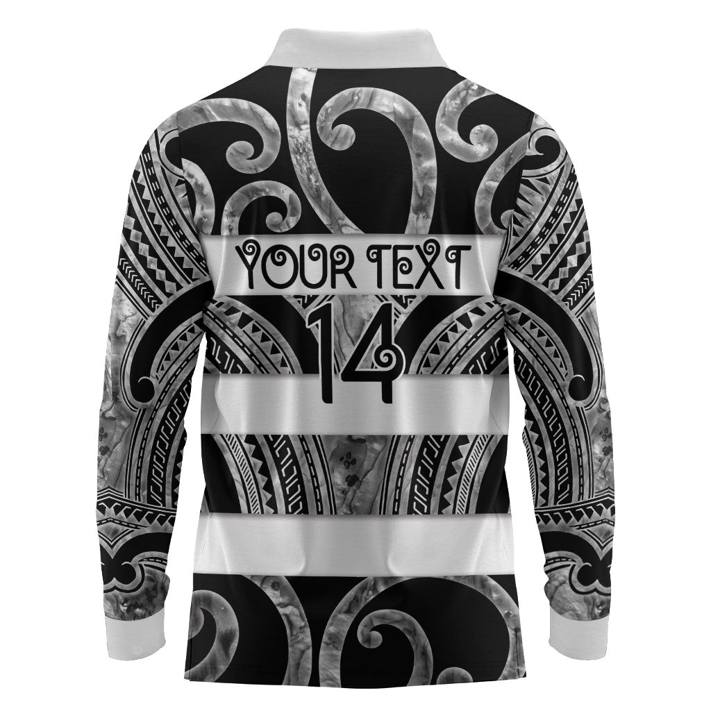 Hawke's Bay Custom Rugby New Zealand Long Sleeve Polo Shirt Aotearoa Maori Pukana Tiki Mascot