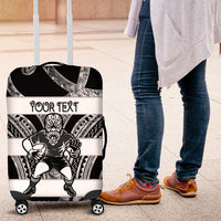 Hawke's Bay Custom Rugby New Zealand Luggage Cover Aotearoa Maori Pukana Tiki Mascot