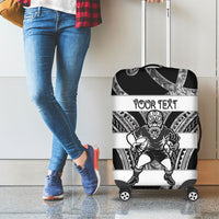 Hawke's Bay Custom Rugby New Zealand Luggage Cover Aotearoa Maori Pukana Tiki Mascot