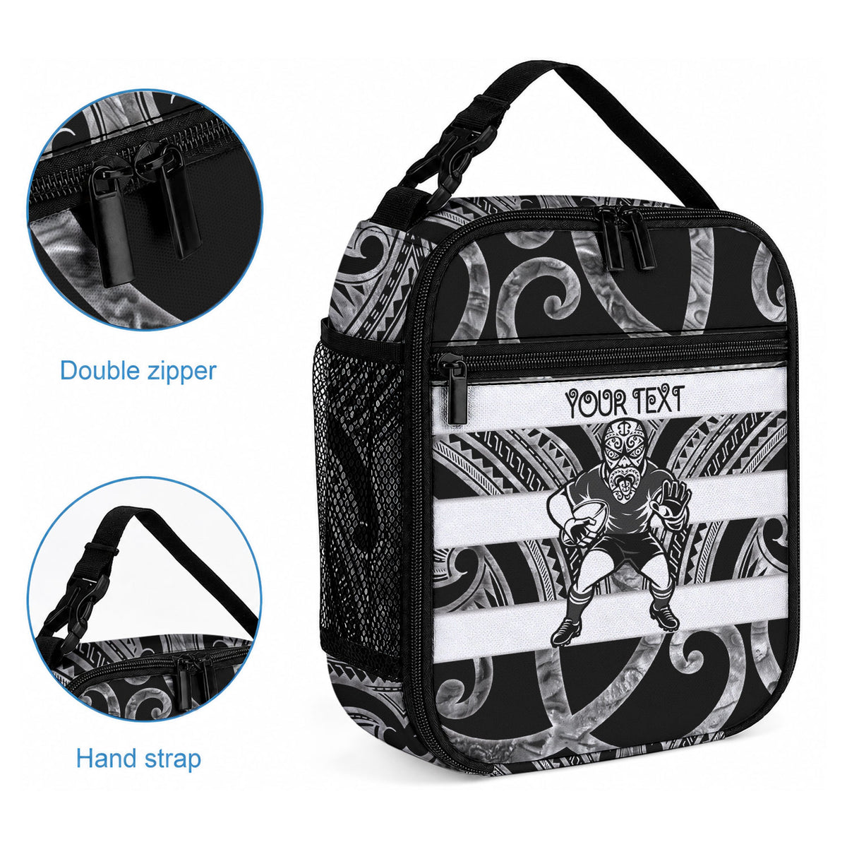 Hawke's Bay Custom Rugby New Zealand Lunch Bag Aotearoa Maori Pukana Tiki Mascot