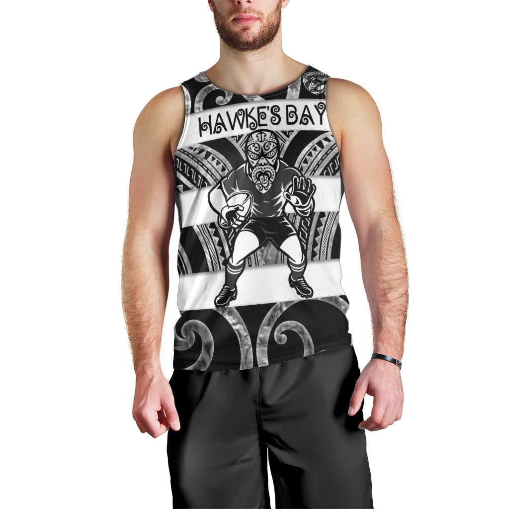 Hawke's Bay Custom Rugby New Zealand Men Tank Top Aotearoa Maori Pukana Tiki Mascot